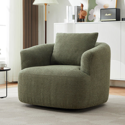 Roomfitters 360Â° Chenille Upholstered Swivel Barrel Chair Accent Sofa with Throw Pillow for Living Room Bedroom Office Hotel
