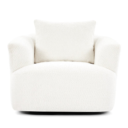 Roomfitters 360Â° Chenille Upholstered Swivel Barrel Chair Accent Sofa with Throw Pillow for Living Room Bedroom Office Hotel