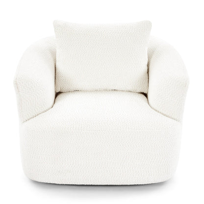 Roomfitters 360Â° Chenille Upholstered Swivel Barrel Chair Accent Sofa with Throw Pillow for Living Room Bedroom Office Hotel
