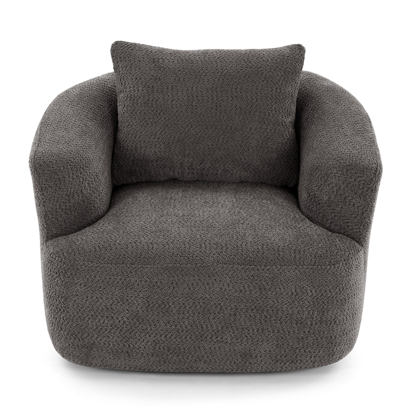 Roomfitters 360Â° Chenille Upholstered Swivel Barrel Chair Accent Sofa with Throw Pillow for Living Room Bedroom Office Hotel