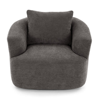 Roomfitters 360Â° Chenille Upholstered Swivel Barrel Chair Accent Sofa with Throw Pillow for Living Room Bedroom Office Hotel