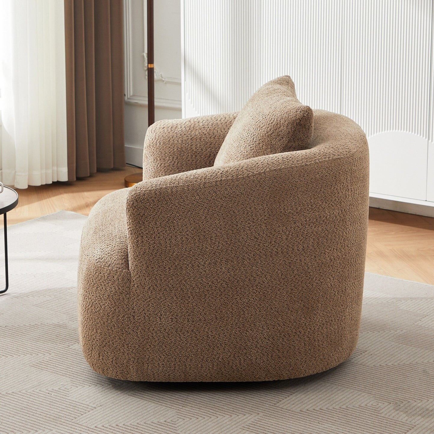 Roomfitters 360Â° Chenille Upholstered Swivel Barrel Chair Accent Sofa with Throw Pillow for Living Room Bedroom Office Hotel