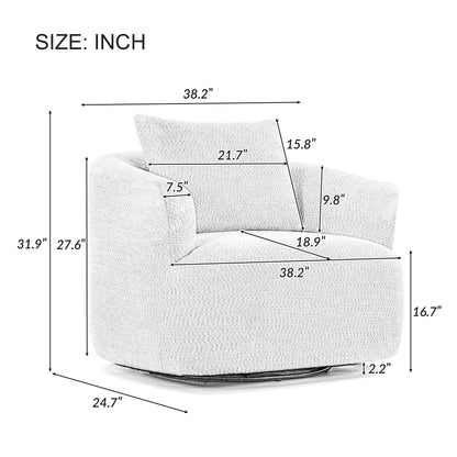 Roomfitters 360Â° Chenille Upholstered Swivel Barrel Chair Accent Sofa with Throw Pillow for Living Room Bedroom Office Hotel