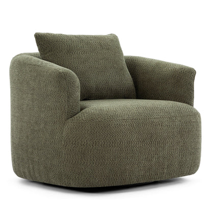 Roomfitters 360Â° Chenille Upholstered Swivel Barrel Chair Accent Sofa with Throw Pillow for Living Room Bedroom Office Hotel
