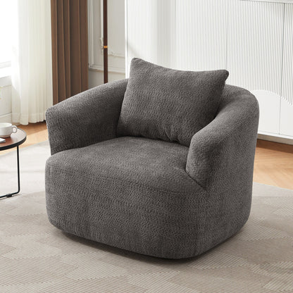 Roomfitters 360Â° Chenille Upholstered Swivel Barrel Chair Accent Sofa with Throw Pillow for Living Room Bedroom Office Hotel