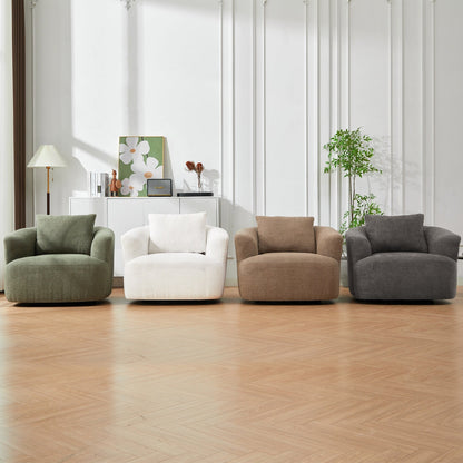 Roomfitters 360Â° Chenille Upholstered Swivel Barrel Chair Accent Sofa with Throw Pillow for Living Room Bedroom Office Hotel