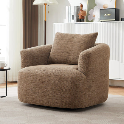 Roomfitters 360Â° Chenille Upholstered Swivel Barrel Chair Accent Sofa with Throw Pillow for Living Room Bedroom Office Hotel