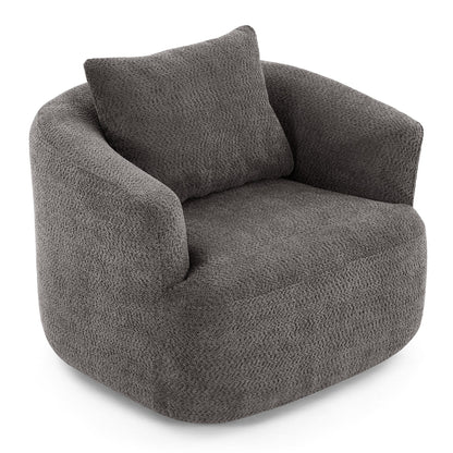 Roomfitters 360Â° Chenille Upholstered Swivel Barrel Chair Accent Sofa with Throw Pillow for Living Room Bedroom Office Hotel