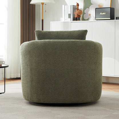 Roomfitters 360Â° Chenille Upholstered Swivel Barrel Chair Accent Sofa with Throw Pillow for Living Room Bedroom Office Hotel