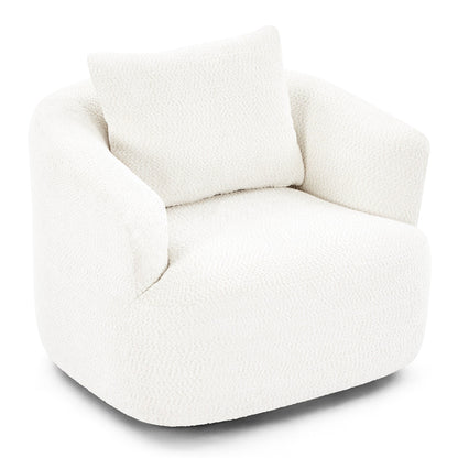 Roomfitters 360Â° Chenille Upholstered Swivel Barrel Chair Accent Sofa with Throw Pillow for Living Room Bedroom Office Hotel