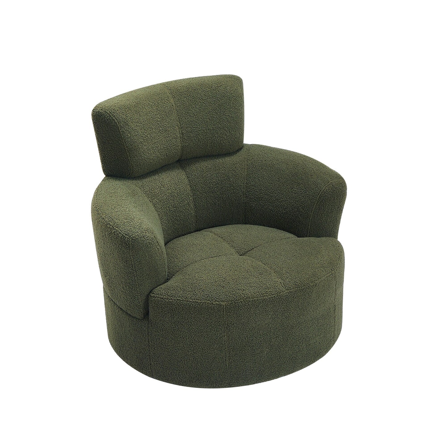 Roomfitters 360Â° Upholstered Swivel Barrel Accent Chair with Adjustable Headrest for Living Room