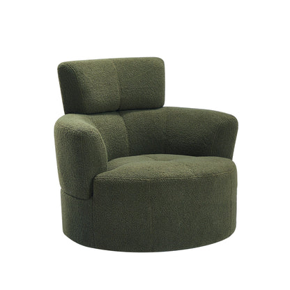 Roomfitters 360Â° Upholstered Swivel Barrel Accent Chair with Adjustable Headrest for Living Room