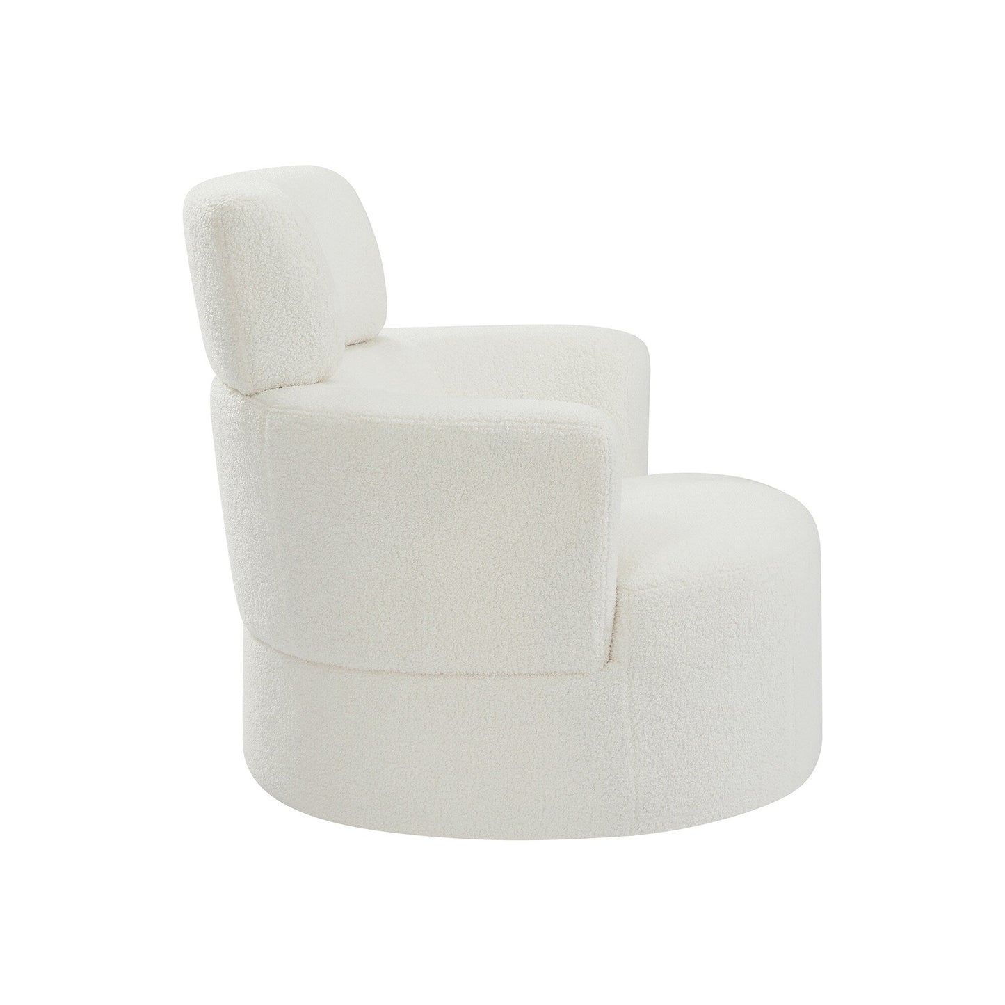 Roomfitters 360Â° Upholstered Swivel Barrel Accent Chair with Adjustable Headrest for Living Room
