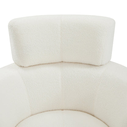 Roomfitters 360Â° Upholstered Swivel Barrel Accent Chair with Adjustable Headrest for Living Room