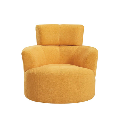 Roomfitters 360Â° Upholstered Swivel Barrel Accent Chair with Adjustable Headrest for Living Room