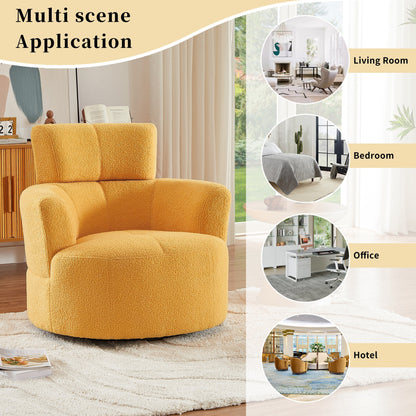 Roomfitters 360Â° Upholstered Swivel Barrel Accent Chair with Adjustable Headrest for Living Room
