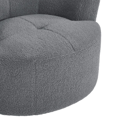 Roomfitters 360Â° Upholstered Swivel Barrel Accent Chair with Adjustable Headrest for Living Room
