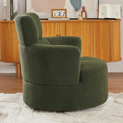 Roomfitters 360Â° Upholstered Swivel Barrel Accent Chair with Adjustable Headrest for Living Room