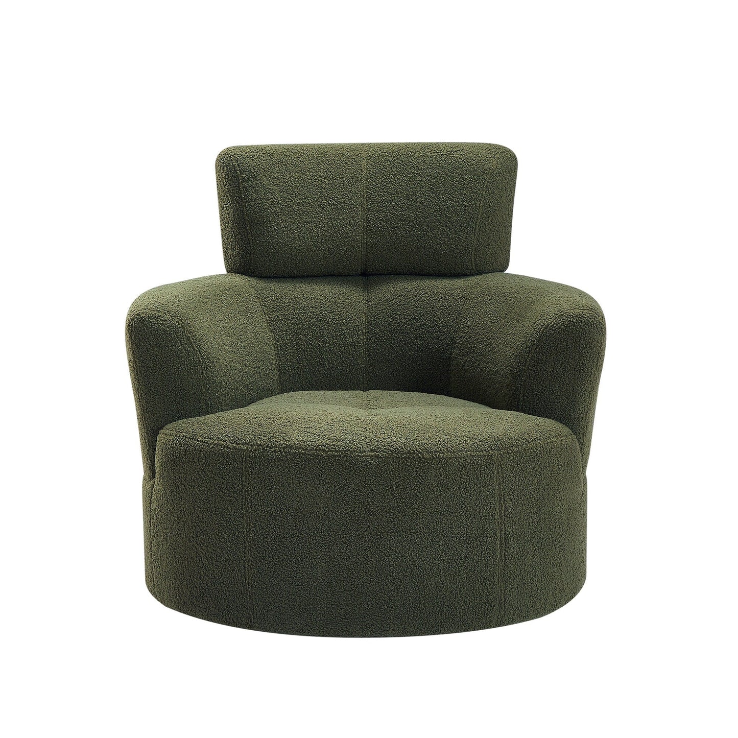 Roomfitters 360Â° Upholstered Swivel Barrel Accent Chair with Adjustable Headrest for Living Room