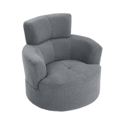 Roomfitters 360Â° Upholstered Swivel Barrel Accent Chair with Adjustable Headrest for Living Room