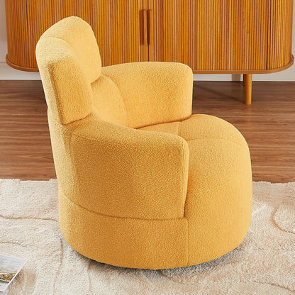 Roomfitters 360Â° Upholstered Swivel Barrel Accent Chair with Adjustable Headrest for Living Room