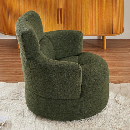 Roomfitters 360Â° Upholstered Swivel Barrel Accent Chair with Adjustable Headrest for Living Room