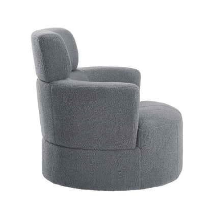 Roomfitters 360Â° Upholstered Swivel Barrel Accent Chair with Adjustable Headrest for Living Room