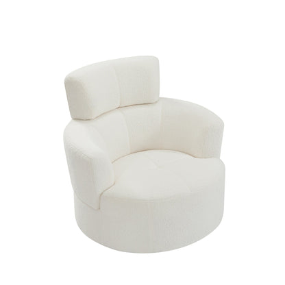 Roomfitters 360Â° Upholstered Swivel Barrel Accent Chair with Adjustable Headrest for Living Room