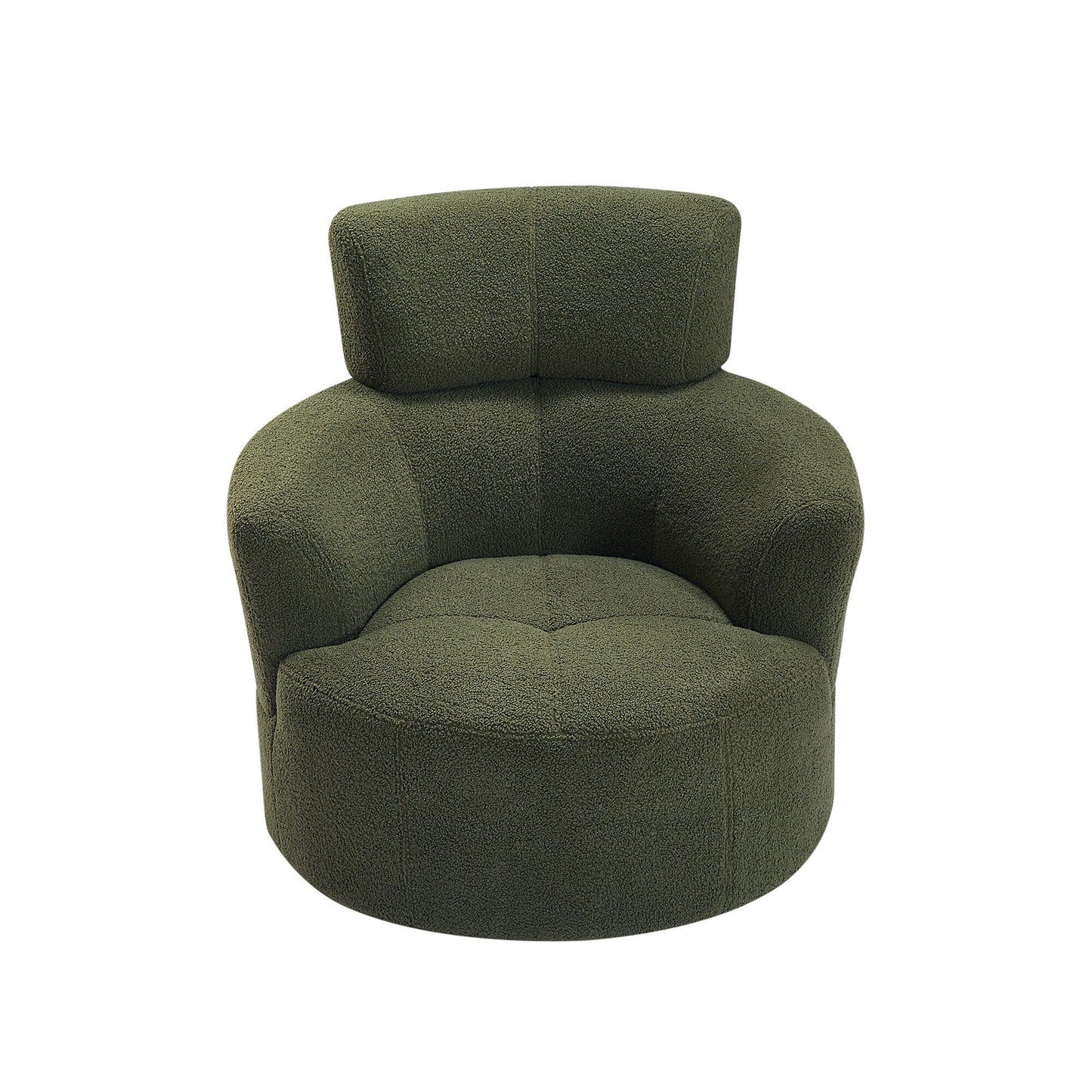 Roomfitters 360Â° Upholstered Swivel Barrel Accent Chair with Adjustable Headrest for Living Room
