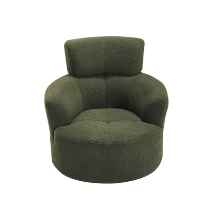 Roomfitters 360Â° Upholstered Swivel Barrel Accent Chair with Adjustable Headrest for Living Room