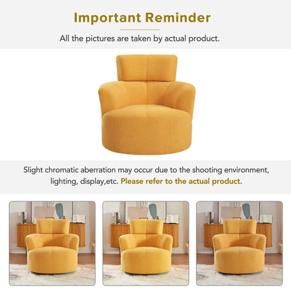Roomfitters 360Â° Upholstered Swivel Barrel Accent Chair with Adjustable Headrest for Living Room