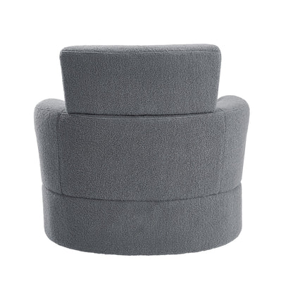 Roomfitters 360Â° Upholstered Swivel Barrel Accent Chair with Adjustable Headrest for Living Room