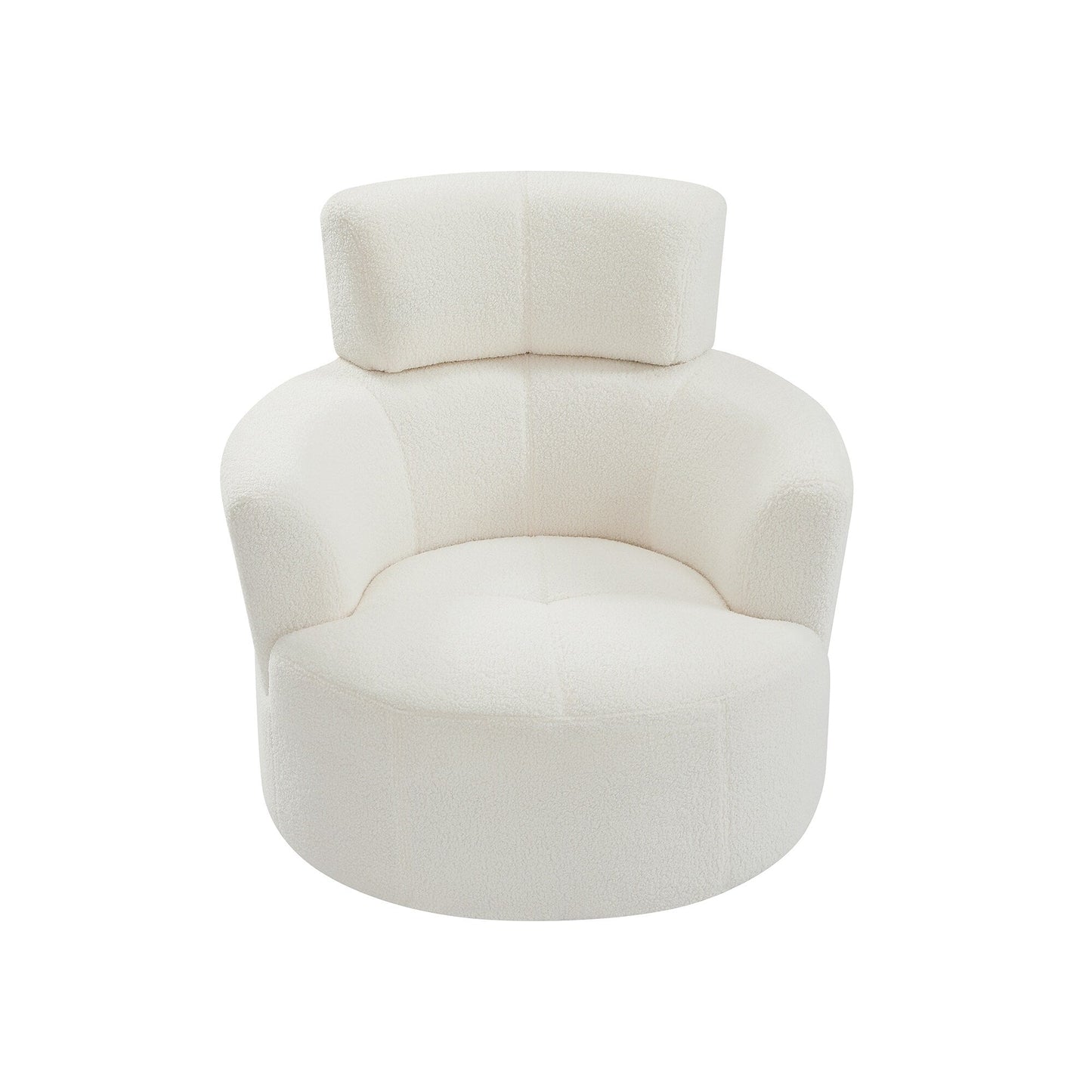 Roomfitters 360Â° Upholstered Swivel Barrel Accent Chair with Adjustable Headrest for Living Room