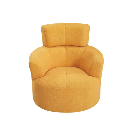 Roomfitters 360Â° Upholstered Swivel Barrel Accent Chair with Adjustable Headrest for Living Room