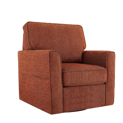 Roomfitters 360Â° Upholstered Swivel Barrel Armchair Accent Chair with Side Pockets for Living Room Bedroom Office Hotel