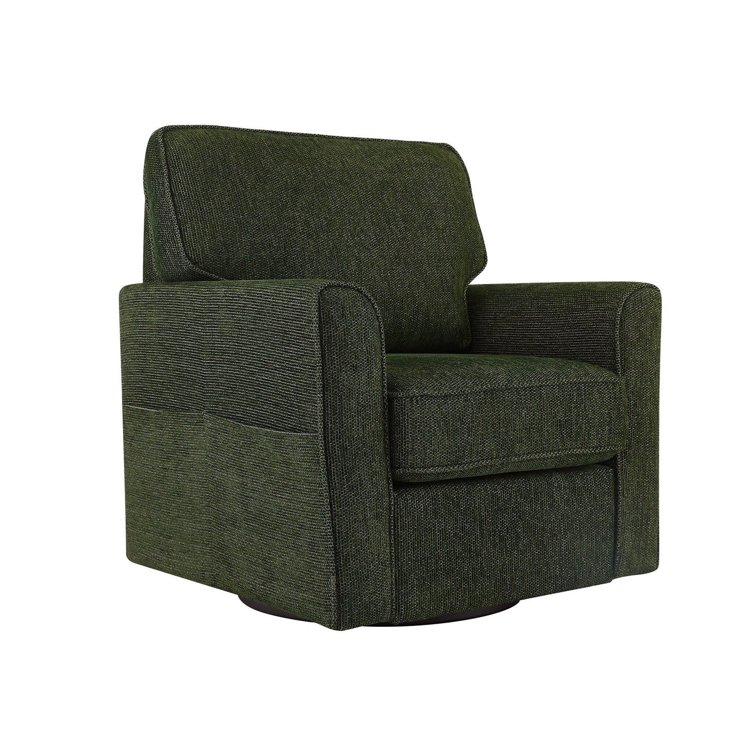 Roomfitters 360Â° Upholstered Swivel Barrel Armchair Accent Chair with Side Pockets for Living Room Bedroom Office Hotel