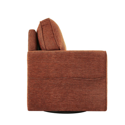 Roomfitters 360Â° Upholstered Swivel Barrel Armchair Accent Chair with Side Pockets for Living Room Bedroom Office Hotel