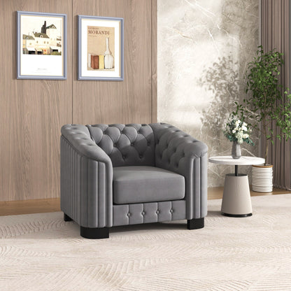 Roomfitters 41.5 Velvet Upholstered Accent Sofa Chair with Thick Removable Cushion Modern Single Couch