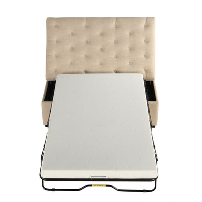 Roomfitters 49.6 Folding Ottoman Sleeper Sofa with Memory Foam Mattress and Tufted Design