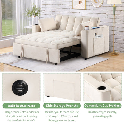 Roomfitters 58 4-1 Multi-functional Sofa Bed with Cup Holder and USB Port for Living Room or Apartments