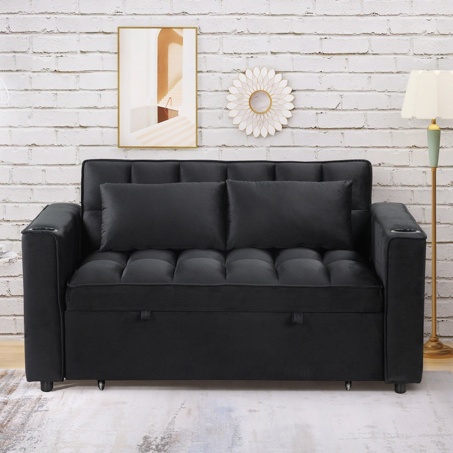 Roomfitters 58 4-1 Multi-functional Sofa Bed with Cup Holder and USB Port for Living Room or Apartments