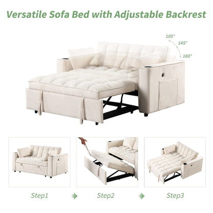 Roomfitters 58 4-1 Multi-functional Sofa Bed with Cup Holder and USB Port for Living Room or Apartments