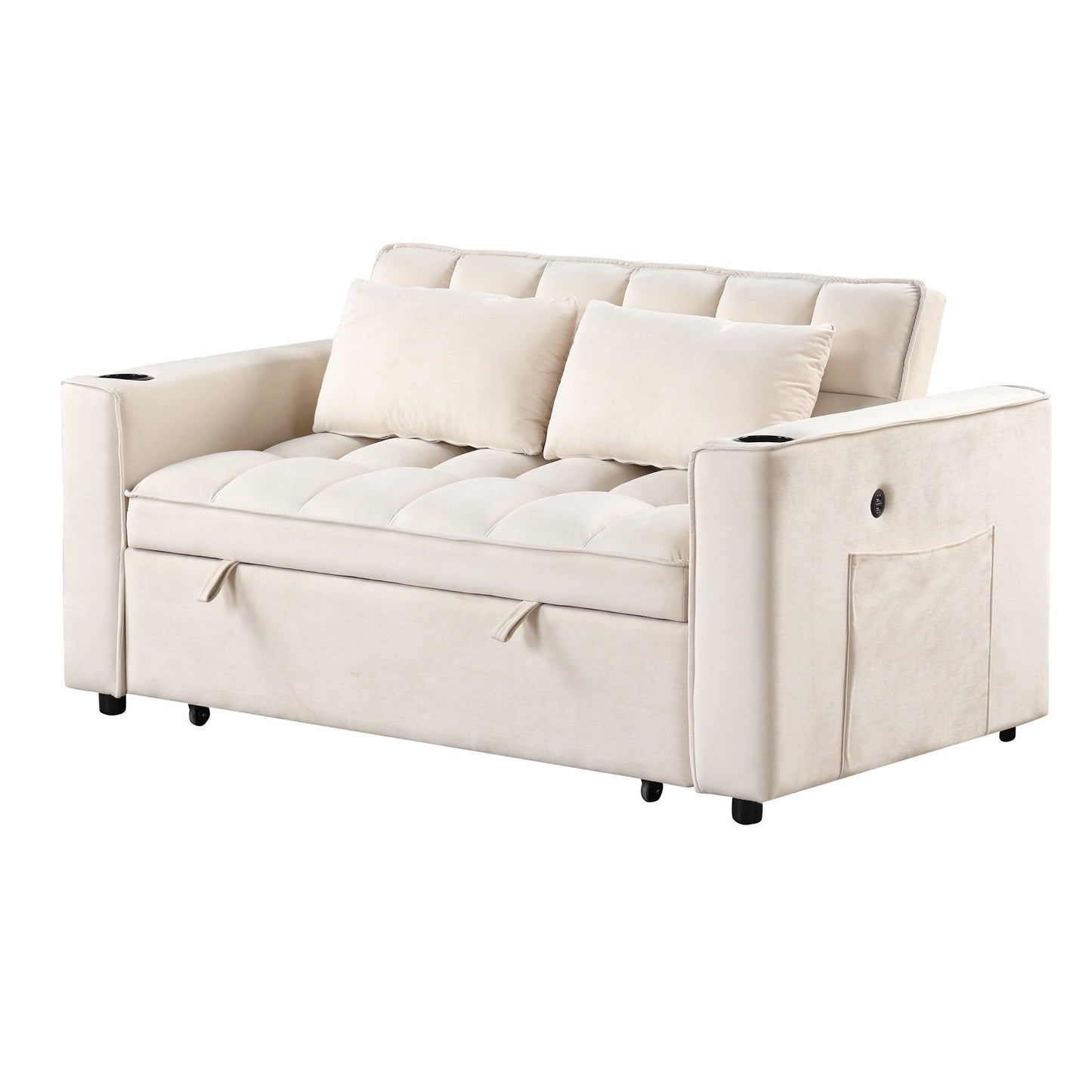 Roomfitters 58 4-1 Multi-functional Sofa Bed with Cup Holder and USB Port for Living Room or Apartments