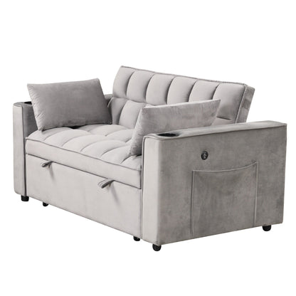 Roomfitters 58 4-1 Multi-functional Sofa Bed with Cup Holder and USB Port for Living Room or Apartments