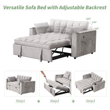 Roomfitters 58 4-1 Multi-functional Sofa Bed with Cup Holder and USB Port for Living Room or Apartments