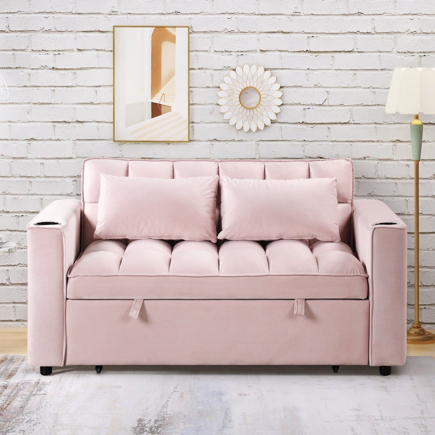 Roomfitters 58 4-1 Multi-functional Sofa Bed with Cup Holder and USB Port for Living Room or Apartments