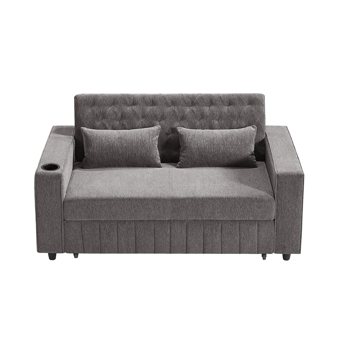 Roomfitters 61.4 Pull-Out Convertible Loveseat Sofa Bed with Adjustable Backrest for Living Room