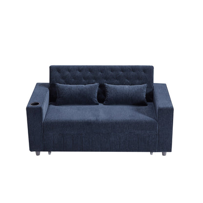 Roomfitters 61.4 Pull-Out Convertible Loveseat Sofa Bed with Adjustable Backrest for Living Room
