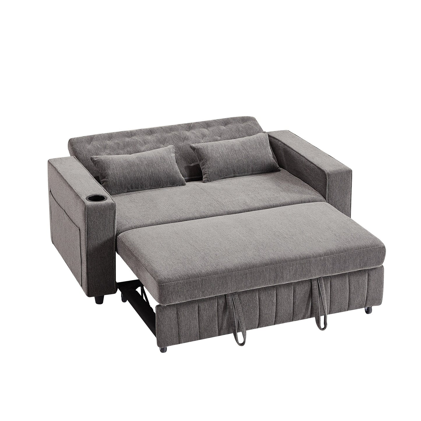 Roomfitters 61.4 Pull-Out Convertible Loveseat Sofa Bed with Adjustable Backrest for Living Room