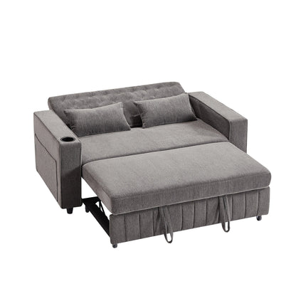 Roomfitters 61.4 Pull-Out Convertible Loveseat Sofa Bed with Adjustable Backrest for Living Room